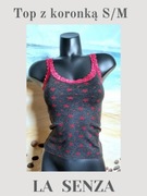 LA Senza**Top Koronka Szary grafit + karmin*XS/S/M