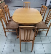 Stół drewniany, rozsuwany 130x95, 6 krzeseł (kpl.)