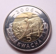Malawi 5 kwacha 2006 r. BIMETAL PIĘKNA!