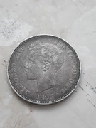 Hiszpania 5 pesetas 1896 r. 25gr ag900