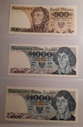 BANKNOTY 500zł i 2x 1000zł z 1982r. NOWE