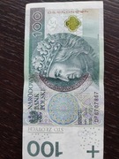 Banknot 100 zł Ciekawy  numer
