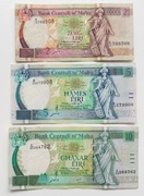 Banknoty Malta 2, 5, 10, lira maltańska 3 szt.