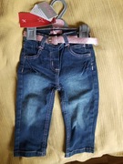 MINOTI spodnie jeansowe z paskiem 12-18m