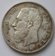 Belgia 5 franków 1873 - Leopold II - srebro