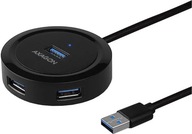 Rozbočovač AXAGON USB-A 3.2 Gen1 - 4xUSB-A, 5Gbit/s, 30cm, čierny