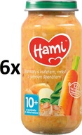 Obed Hami Zemiaky s kuracím mäsom, mrkvou a špenátom Hami 6x250 g od 10