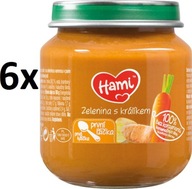 Obed Hami Zelenina s králikom Hami 6x125 g od 4. mesiaca 750 g králik,