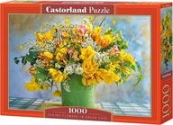 Puzzle 1000 Wiosenne kwiaty w zielonym wazonie C-1