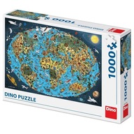 Dino Puzzle kreslená mapa sveta 1000 dielikov