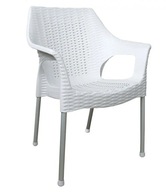 Záhradná stolička Mega Plast technorattan biela