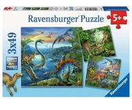 Puzzle 3 x 49 elementów. Dinozaury