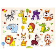 Puzzle Bino 88116 Zvieratká 11 dielikov 18 m+ drevené