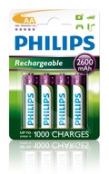 Nikel-metal-hydridová batéria (NiMH) Philips AA (R6) 2600 mAh 4 ks.