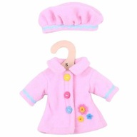 Ružový kabátik a čiapka 25cm pre bábiky Bigjigs