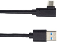 Kábel PremiumCord USB typ C/M zahnutý konektor 90° - USB 3.0 A/M, 1 m