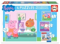 Puzzle Educa Świnka Peppa progresywne 4w1