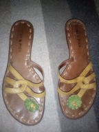 klapki żółte ze skóry naturalnej roz 37