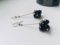 kolczyki czarne perełki vintage retro wiszące NOWE