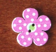 SCRAPBOOKING DREWNIANE GUZIKI KWIATY KWIATKI 2 SZT