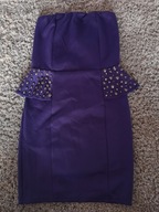 Fioletowa sukienka z baskinką 38