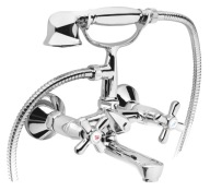 Bateria wannowo-prysznicowa dwuuchwytowa ścienna Ferro Retro srebrny