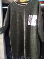 Szaro zielono sukienka z kieszonką cekiny roz44