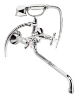 Bateria wannowo-prysznicowa dwuuchwytowa ścienna Ferro Retro srebrny