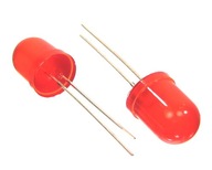 Dioda LED 10mm 1,2cd czerwona dyfuzyjna - 2 sztuki