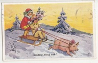 NOWY ROK SANKI DZIECI ŚWINIA ZIMA 1943 HITLER
