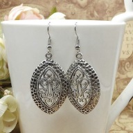 Kolczyki etniczne, liść, ażur, indyjska biżuteria