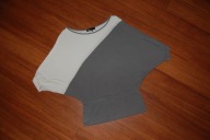 bluzka kimono szaro-biała Cubus XS 34 wiskoza