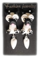 KOLCZYKI Z MODELINY SZTYFTY WKRĘTKI BIAŁY MOPS MIB