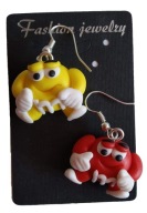 KOLCZYKI Z MODELINY EMEMENSY M&M DRAZETKI NOWE