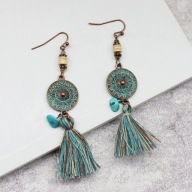 Kolczyki etniczne retro, frędzle nić bawełniana