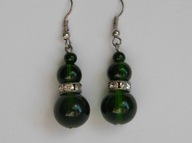 PROSTE KOLCZYKI ZIELONE SZKŁO CYRKONIE