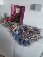 Szalik chusta apaszka beż niebieski NOWA