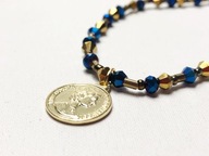 Naszyjnik handmade Złota moneta kryształki