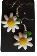 KOLCZYKI Z MODELINY FIMO MARGARETKA KWIATY KWIATKI