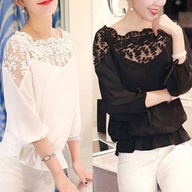 Elegancka Bluzka Szyfonowa Koronka M/38,L/40 NOWA