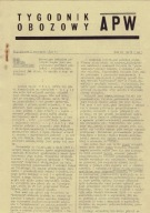 TYGODNIK OBOZOWY APW ROK 1945 / 8 egz. PSZ