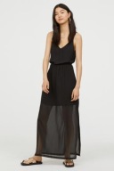 H & M czarna sukienka długa maxi transparentna prześwitująca halloween y2k