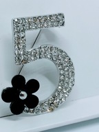 DUŻA BROSZKA NR 5 SREBRNE CYRKONIE KWIAT