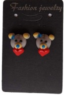 KOLCZYKI Z MODELINY SZARE MISIE MIŚ SERCE LOVE