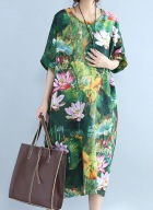 BOHO SUKIENKA KWIATY monet ogród PLUS SIZE lilie