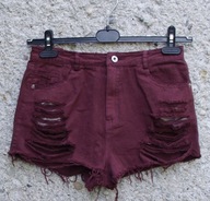MISSGUIDED jeansowe spodenki/szorty burgund rozm.38 pas 76 cm