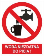 Naklejka PIKTOGRAM BHP, woda niezdatna do picia