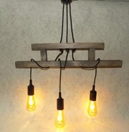 LAMPA WISZĄCA SUFITOWA DREWNIANA W STYLU LOFT