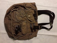 Torebka dizajnerska brązowy drelich ze skórą