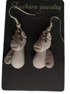 KOLCZYKI Z MODELINY SZARE KONIE KOŃ KONIK HORSE